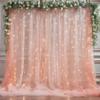 10x10ft Peach Tulle Backdrop Curtain with Lights String for Parites, Sheer Photo Backdrop Curtains with Lights for Wedding Backdrop Ceremony Reception Bridal Shower Baby Shower Birthday Party view 1
