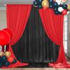 10x10ft Black Backdrop Curtains and Red Backdrop Curtains Panels, Black and Red Backdrop Drapes for Party Home Decoration Supplies, 4 Panels * 2.5x10FT view 1
