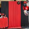 10x10ft Black Backdrop Curtains and Red Backdrop Curtains Panels, Black and Red Backdrop Drapes for Party Home Decoration Supplies, 4 Panels * 2.5x10FT view 3