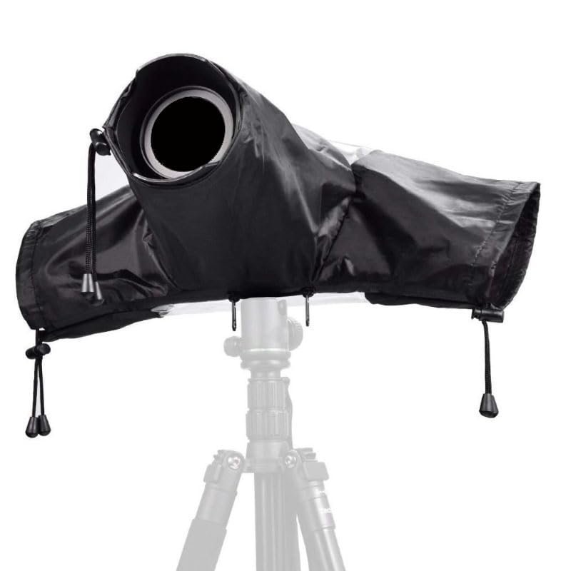 Generic HuaerHui Camera Rain Cover for Canon Nikon Sony Fujifilm DSLR Mirrorless Cameras, Lens Sleeve with See Through Window, W-ZJ054, Medium, Black