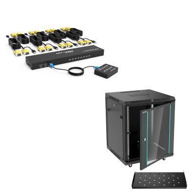 8 Port VGA KVM Switch+12U Wall Mount Cabinet
