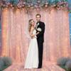 10ft x 10ft Peach Backdrop Curtain Panels with Lights String for Parties, Sheer Tulle Wedding Photo Backdrops Drapes for Baby Shower Birthday Party Decorations Background for Photography view 3