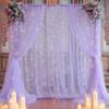 10ft x 10ft Purple Backdrop Curtain with Lights String for Parties, Sheer Tulle Wedding Photo Backdrops Drapes for Baby Shower Birthday Party Decorations Background for Photography view 2