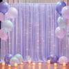 10ft x 10ft Purple Backdrop Curtain with Lights String for Parties, Sheer Tulle Wedding Photo Backdrops Drapes for Baby Shower Birthday Party Decorations Background for Photography view 3