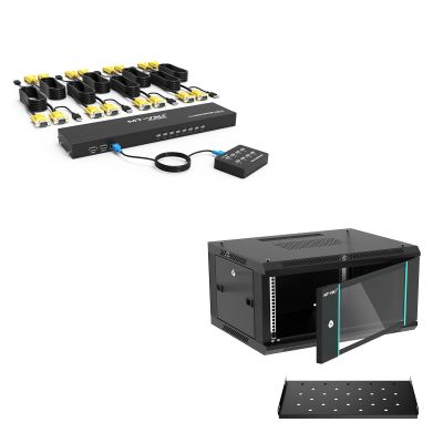 8 Port VGA KVM Switch+6U Wall Mount Cabinet