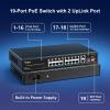 16 Port 10/100Mbps Fast Ethernet PoE Switch+2 Uplink Gigabit Ports+1 SFP, VIMIN 19 Port Unmanaged Switch Gigabit Up to 30W, Total Budget 250W,VLAN, Support IEEE802.3af/at view 2