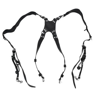 Gavigain Camera Straps for Photographers, Dual Shoulder Camera Harness PU Leather Multi Double Camera Gear for Photographers Quick Release Gear DSLR Outdoor Photography