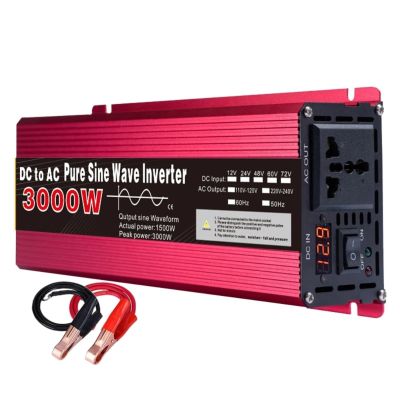JDOUNFMO Pure Sine Wave Inverter DC 12V/24V to AC 110V/220V 1000W 1600W 2200W 3000W 50Hz 60Hz Converter Car Power Solar Inverter for Home (Color : 3000W, Size : 12V_220V50HZ)