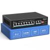8 Port PoE Switch 100Mbps with 2 Gigabit Uplink, VIMIN 10-Port Unmanaged 10/100Mbps Fast Ethernet PoE Switch with 2 Ethernet Uplink, VLAN, Support IEEE802.3af/at