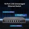 Davuaz 2.5G Unmanaged Ethernet Switch with 8 x 2.5G Base-T Ports and 2 x 10G SFP Uplink Port, Compatible with 100/1000/2500Mbps, Fanlesss Design, Plug & Play, Metal 2.5Gb Network Switch view 2