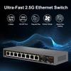 Davuaz 2.5G Unmanaged Ethernet Switch with 8 x 2.5G Base-T Ports and 2 x 10G SFP Uplink Port, Compatible with 100/1000/2500Mbps, Fanlesss Design, Plug & Play, Metal 2.5Gb Network Switch view 3