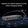 Davuaz 2.5G Unmanaged Ethernet Switch with 8 x 2.5G Base-T Ports and 2 x 10G SFP Uplink Port, Compatible with 100/1000/2500Mbps, Fanlesss Design, Plug & Play, Metal 2.5Gb Network Switch view 4