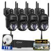 [3K, 360 View] 5MP Wireless Security Camera System, 4pcs 3K PTZ Cameras Outdoor Indoor, C102 Dual WiFi Surveillance System NVR with 4LED Floodlights & Siren Alarm, 2 Way Audio,Motion Sensor,1TB HDD view 1