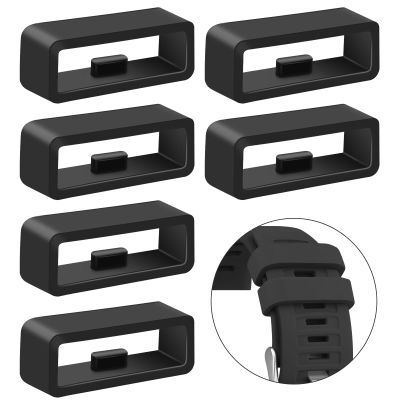 6-Pack Band keepers Compatible with Garmin Vivoactive 6 5 3 /Forerunner 645 245 45 55/Venu Sq/Vivomove/Fenix 7S 6S 5S Watch Bands, Silicone Replacement Watch Band Loop/Holder/Retainer (6*Black)