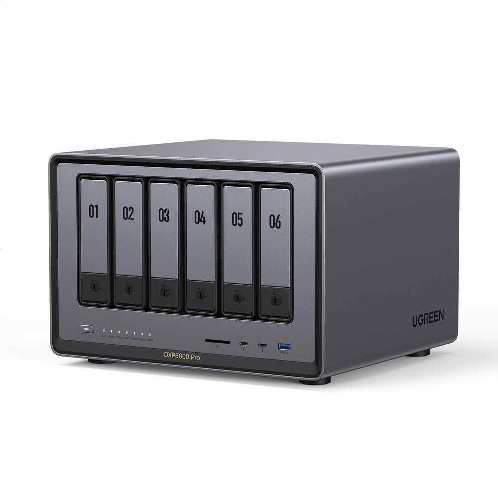 UGREEN NAS DXP6800 Pro 6-Bay Desktop NAS, Intel i5 1235u 10-Core CPU, 8GB DDR5 RAM, Built-in 128G SSD for System, 2X 10GbE, 2XM.2 NVMe Slots, 8K HDMI, 2XTBT4, Network Attached Storage (Diskless)