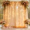 108ft Champagne Tulle Curtain Backdrop with Lights String for Parites, Sheer Backdrop Curtain Drapes for Wedding Photo Baby Shower Photography Birthday Party view 2