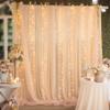108ft Champagne Tulle Curtain Backdrop with Lights String for Parites, Sheer Backdrop Curtain Drapes for Wedding Photo Baby Shower Photography Birthday Party view 3
