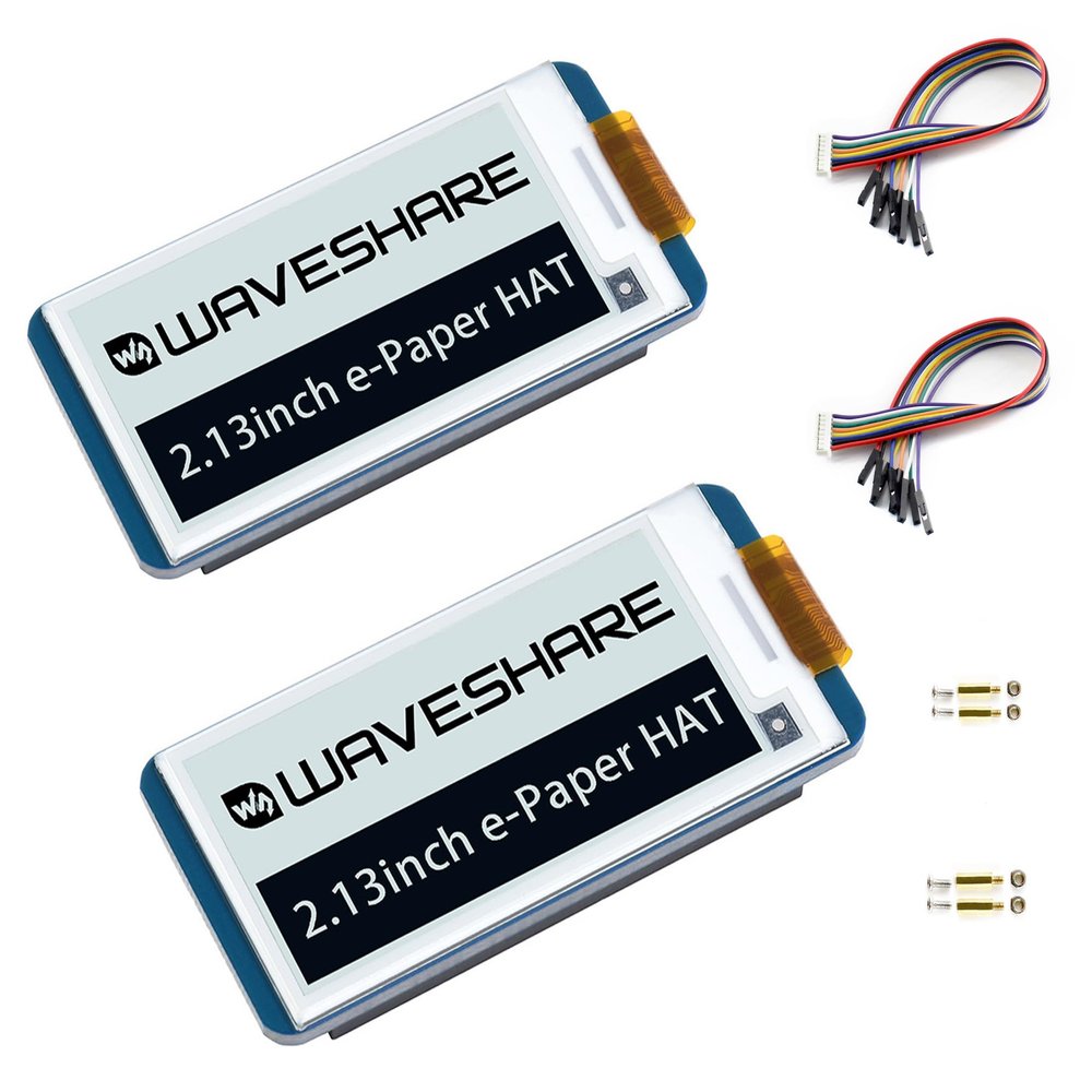 2PCS 2.13inch E-Ink Display HAT V4 Version, Black/White Two-Color 250x122 Pixel E-Paper for Raspberry Pi 5/4B/3B+/3B/2B/Zero W/WH/Zero 2 W/Jetson Nano SPI Interface, Support Partial Refresh