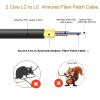 656FT/200M OM3 LC to LC Outdoor Armored Fiber Patch Cable, Direct Burial Industrial TPU Duplex Multimode Fiber Optic Cable, 40Gb/10Gb, 50/125 um, Uniboot LC-LC Connector with Pulling Eye Kit, OD 5mm view 3