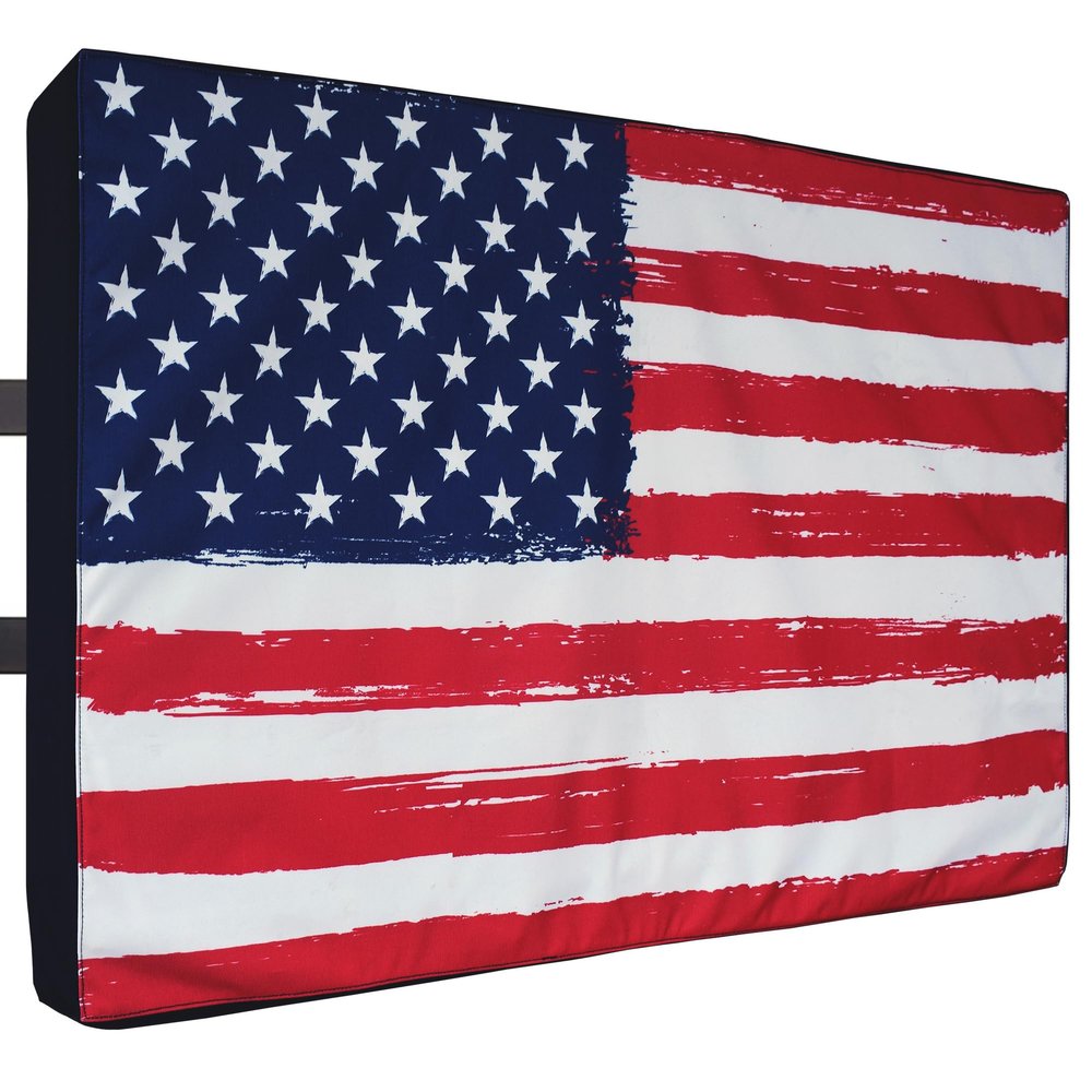 Outdoor TV Cover 70 - 75 inch - WITH ZIPPER, Weatherproof and Waterproof 360 degrees protection, 600D Heavy Duty Fabric  American Flag