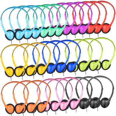 ZNXZXP 100 Pack Bulk Classroom Headphones for Students Kids School Wholesale Headphones Class Set with 3.5mm Jack for Chromebook Laptop PC Computer (10 Mixed Colors)