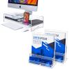 BEYGORM Acrylic Monitor Stand Riser, 2 Pack Clear Acrylic Flyer Holder with Business Card Holder view 1