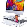 BEYGORM Acrylic Monitor Stand Riser, 2 Pack Clear Acrylic Flyer Holder with Business Card Holder view 2