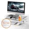 BEYGORM Acrylic Monitor Stand Riser, 2 Pack Clear Acrylic Flyer Holder with Business Card Holder view 3