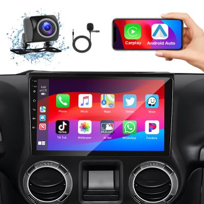 8Core 2G+64G Wireless Android Auto & Apple Carplay Car Stereo for Jeep Wrangler JK 2015 2016 2017,5GWiFi 10.1" IPS 1280*720 Touchscreen Car Radio with Bluetooth5.0,GPS,SWC,FM/RDS,EQ,DSP+Backup Camera