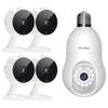 1080P Security Cameras 4pcs+4MP Bulb Security Camera 2.4GHz,360 2K Security Cameras, Home Security Camera Indoor, Wi-Fi Cameras Wired for Pet, Motion Detection, Two-Way Audio, Night Vision, Phone App view 1