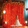 10x10ft Red Backdrop Curtains with Lights Wrinkle Free Fabric Backdrop Curtain for Wedding Birthday Party Baby Shower Photo Shoot Bridal Shower Home Party Background Decorations view 3