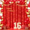 10x10ft Red Backdrop Curtains with Lights Wrinkle Free Fabric Backdrop Curtain for Wedding Birthday Party Baby Shower Photo Shoot Bridal Shower Home Party Background Decorations view 4