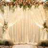 10x10ft Champagne Backdrop Curtains with Lights Wrinkle Free Fabric Backdrop Curtain for Wedding Birthday Party Baby Shower Photo Shoot Bridal Shower Home Party Background Decorations view 1