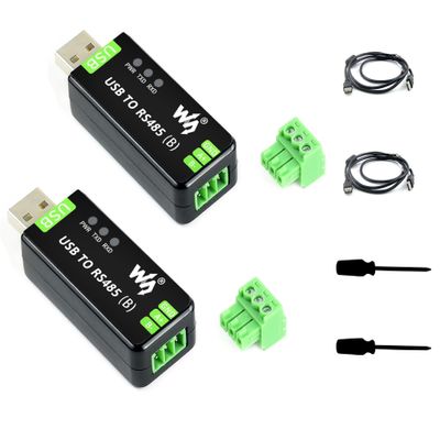 2PCS Industrial USB to RS485 Converter Bidirectional Adapter Board, Original CH343G and SP485EEN Chip Onboard TVS/Resettable Fuse Protection Circuits, Transmission Distance up to 1.2km