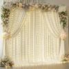 10x10ft Beige Backdrop Curtains with Lights Wrinkle Free Fabric Backdrop Curtain for Wedding Birthday Party Baby Shower Photo Shoot Bridal Shower Home Party Background Decorations view 1