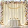 10x10ft Beige Backdrop Curtains with Lights Wrinkle Free Fabric Backdrop Curtain for Wedding Birthday Party Baby Shower Photo Shoot Bridal Shower Home Party Background Decorations view 3