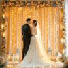 10x10ft Dark Champagne Backdrop Curtains with Lights Wrinkle Free Fabric Backdrop Curtain for Wedding Birthday Party Baby Shower Photo Shoot Bridal Shower Home Party Background Decorations view 4