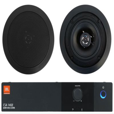 Audiosavings Bundle: (2) Rockville CC525T Black 5.25" Commercial 70v Ceiling Speakers for Restaurant Bundle with (1) JBL CSA 140Z 40w Commercial 70v Amplifier Amp for Restaurant/Bar/Cafe (3 Item)