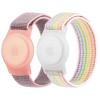 Kids Wristband Protective Case Compatible with Apple AirTag, Adjustable Nylon Bracelet for Air Tag GPS Tracker Holder with Anti Lost Watchband for Toddler Child Kids (Pink+White Rainbow) view 1