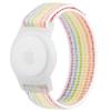 Kids Wristband Protective Case Compatible with Apple AirTag, Adjustable Nylon Bracelet for Air Tag GPS Tracker Holder with Anti Lost Watchband for Toddler Child Kids (Pink+White Rainbow) view 3
