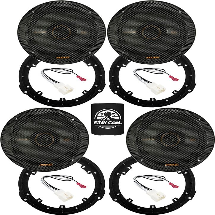 KICKER Speakers 6.5 inch for Ford Focus 2012-2018 Upgrade Kit - 4 Pack of KS Series with Adapters and Harness, Coaxial 6 1/2 Car Audio Front and Rear Door Speaker KSC650, 51KSC6504