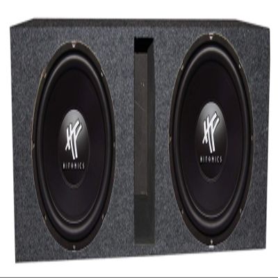 Hifonics 2 Pack Subwoofers, 12" 1600W Car Audio DVC Speakers Bundled with QPower Ported Enclosure Box
