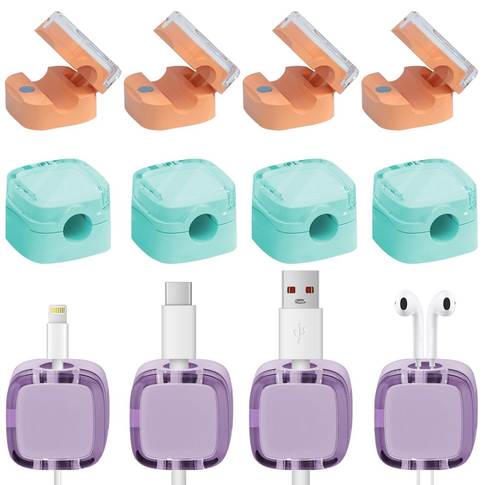 12 Pack Magnetic Cord Organizer, deskt Cable Organizer,Safe and Convenient Magnetic Cord Holder, Smooth Adjustable Charging Cable Organizer,Cable Management,for Bedside Table, Kitchen, car, Office.