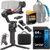 DJI RS 4 Combo, 3-Axis Gimbal Stabilizer for DSLR and Mirrorless Cameras Canon/Sony/Panasonic/Nikon/Fujifilm Bundle with 64GB Memory Card, Deco Gear Backpack and 1 YR CPS Enhanced Protection Pack view 1