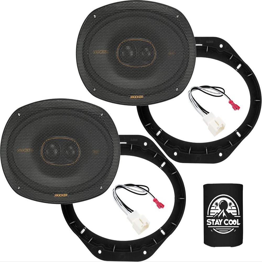 KICKER Front Door 6x9 Speakers Kit for Ford F-150 2015-2024 Upgrade Kit - Pair of KS Series 6x9 Inch Coaxial Speakers with Adapters and Harnesses - KSC6930, 51KSC69304