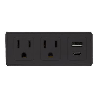 Multi Plug Wall Outlet Surge Protector with USB Ports - 2 Outlet Extender with 2 USB Ports (1 USB-C) - 300J Power Strip with Adapter Spaced Outlets for Home, Travel, Office (Black) 1 Pack