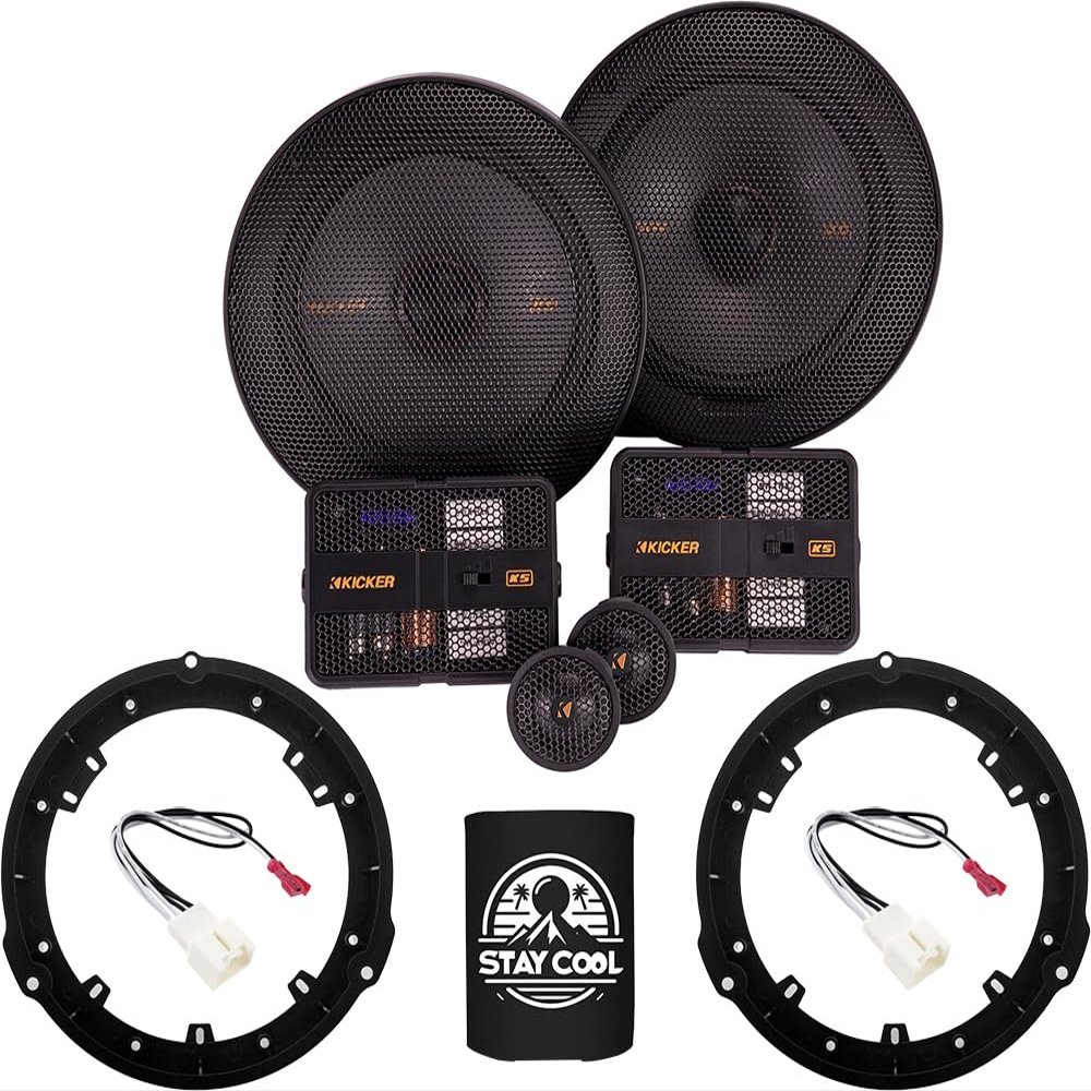 KICKER Speakers 6.5 inch for Ford F-150 2015-2024 Upgrade Kit - Pair of KS Series with Adapters and Harness, Component 6 1/2 Car Audio Rear Door Speaker KSS650, 51KSS6504