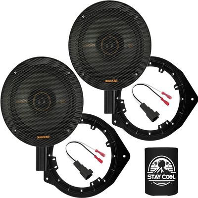 KICKER Speakers 6.5 inch for GMC Canyon (Extended Cab) 2015-2024 Upgrade Kit - Pair of KS Series with Adapters and Harness, Coaxial 6 1/2 Car Audio Rear Door Speaker KSC650, 51KSC6504