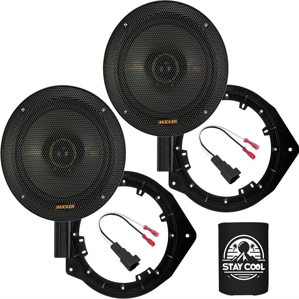 KICKER Speakers 6.5 inch for GMC Canyon (Extended Cab) 2015-2024 Upgrade Kit - Pair of KS Series with Adapters and Harness, Coaxial 6 1/2 Car Audio Rear Door Speaker KSC650, 51KSC6504