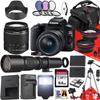 Canon EOS 250D / Rebel SL3 DSLR Camera with EF-S 18-55mm f/3.5-5.6 III DC and 500mm f/8.0 Preset Telephoto Lens + 64 GB Memory + Filters + Tripod + More (36pc Bundle) (Renewed), Black view 1